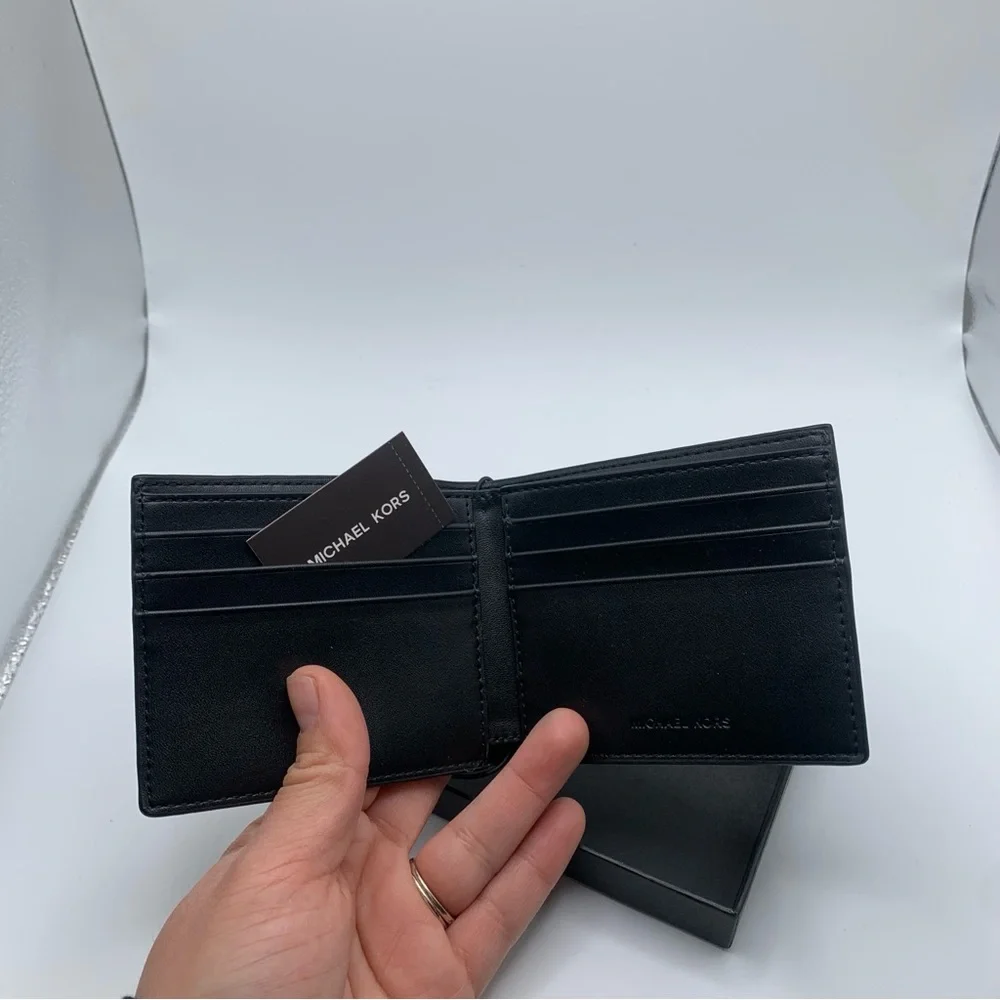 NWT Michael Kors Men's Jet Set Slim Billfold Leather Wallet Monogram 86F2SMNF5B